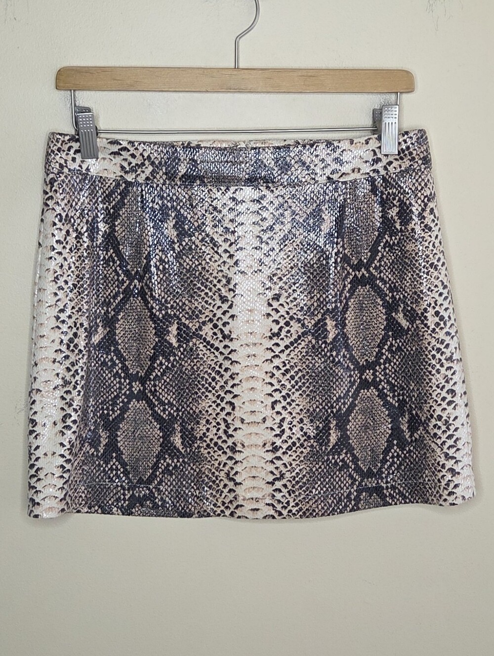 Emory Park Brown Tan Black Snakeskin Shiny Print Mini Skirt Size Medium Party